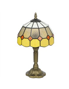HOMCOM Handmade Art Deco Glass Table Lamp - White/Orange