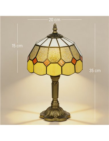 HOMCOM Handmade Art Deco Glass Table Lamp - White/Orange