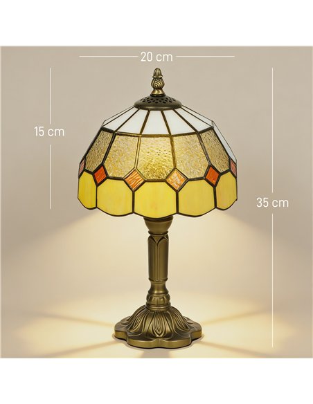 HOMCOM Handmade Art Deco Glass Table Lamp - White/Orange - pic 191400 | FastDaddyshop