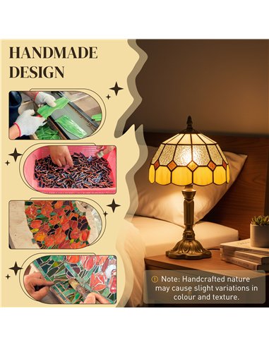 HOMCOM Handmade Art Deco Glass Table Lamp - White/Orange