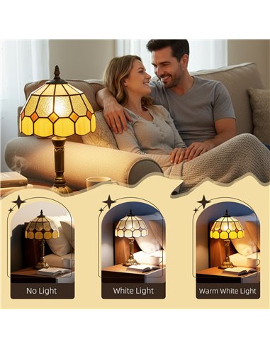 HOMCOM Handmade Art Deco Glass Table Lamp - White/Orange