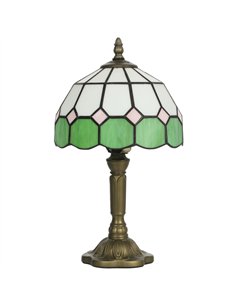 HOMCOM Handmade Art Deco Glass Table Lamp - White/Green