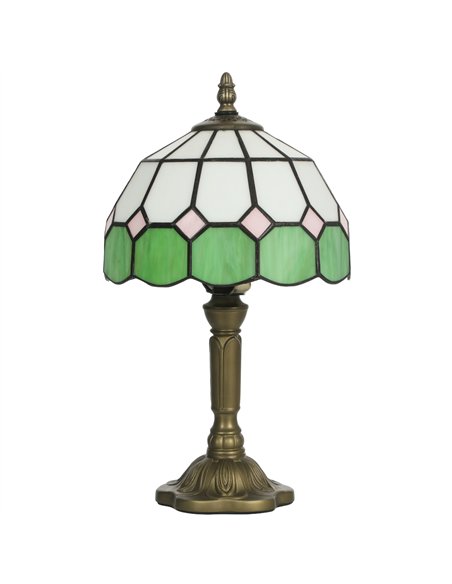 HOMCOM Handmade Art Deco Glass Table Lamp - White/Green - pic 191407 | FastDaddyshop