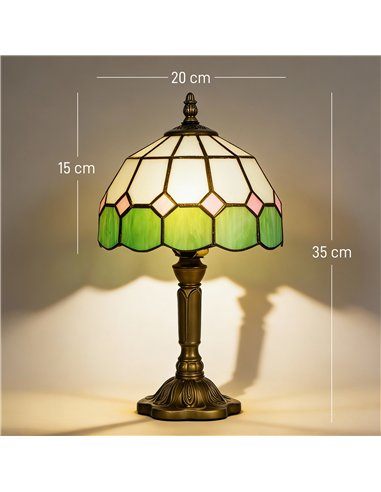HOMCOM Handmade Art Deco Glass Table Lamp - White/Green