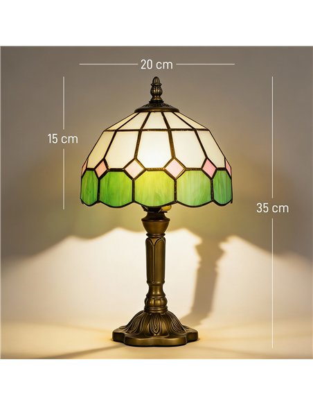 HOMCOM Handmade Art Deco Glass Table Lamp - White/Green - pic 191409 | FastDaddyshop