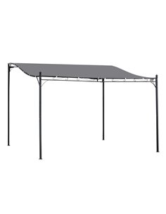 Outsunny 4 x 3 M Canopy Metal Wall Gazebo, Awning Garden Marquee, Grey