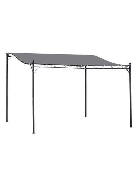 Outsunny 4 x 3 M Canopy Metal Wall Gazebo, Awning Garden Marquee, Grey - pic 19141 | FastDaddyshop