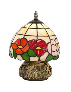 HOMCOM Handcrafted Classic Stained Glass Bedside Lamp, Tiffany-Style Table Lamp with Sculpted Dragonfly Base, Multi-Coloured