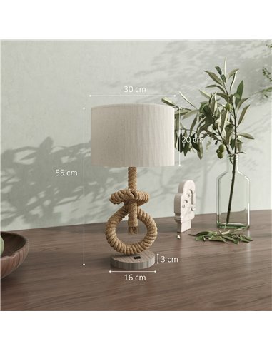 HOMCOM Nautical Table Lamps Set of 2 with USB Charging Port, Bedside Lamps for Bedroom Living Room, Warm White LED Bulb Included