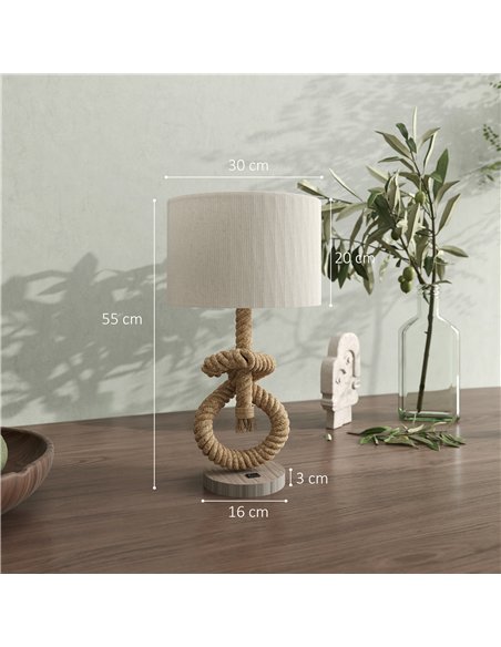 HOMCOM Nautical Table Lamps Set of 2 with USB Charging Port, Bedside Lamps for Bedroom Living Room, Warm White LED Bulb Included - pic 191427 | FastDaddyshop