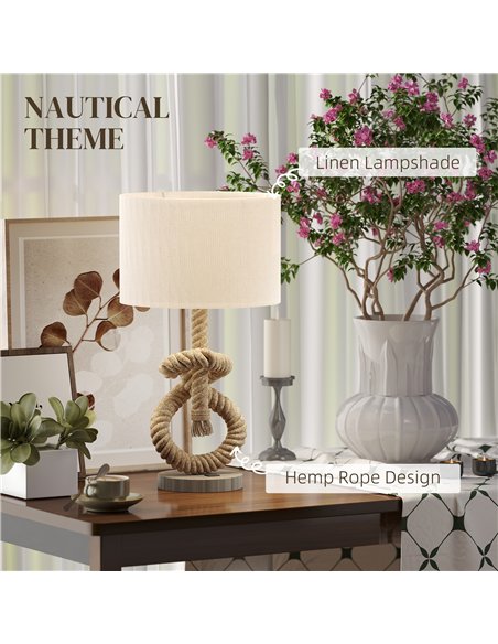 HOMCOM Nautical Table Lamps Set of 2 with USB Charging Port, Bedside Lamps for Bedroom Living Room, Warm White LED Bulb Included - pic 191428 | FastDaddyshop