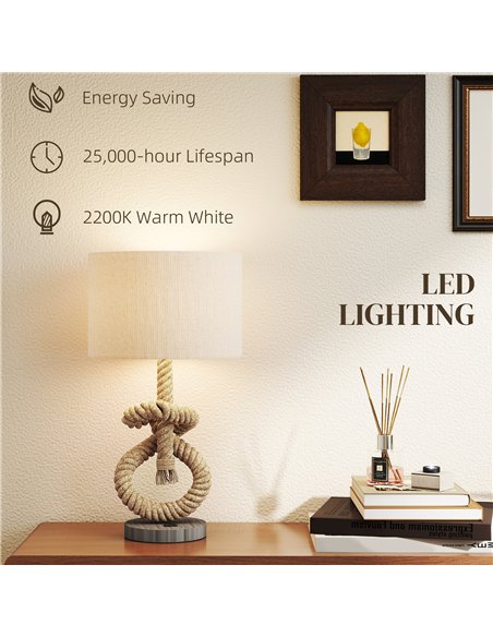HOMCOM Nautical Table Lamps Set of 2 with USB Charging Port, Bedside Lamps for Bedroom Living Room, Warm White LED Bulb Included - pic 191429 | FastDaddyshop
