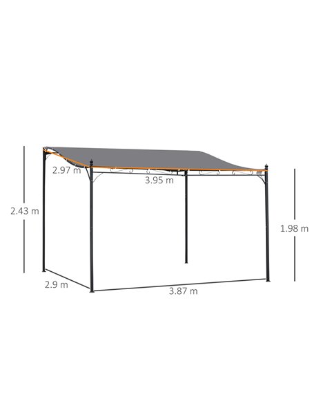 Outsunny 4 x 3 M Canopy Metal Wall Gazebo, Awning Garden Marquee, Grey - pic 19143 | FastDaddyshop