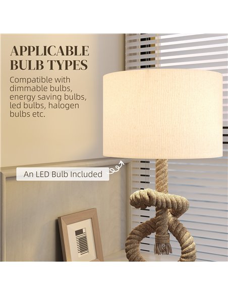 HOMCOM Nautical Table Lamps Set of 2 with USB Charging Port, Bedside Lamps for Bedroom Living Room, Warm White LED Bulb Included - pic 191431 | FastDaddyshop