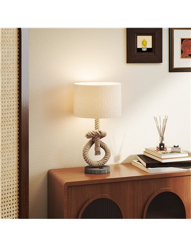 HOMCOM Nautical Table Lamps Set of 2 with USB Charging Port, Bedside Lamps for Bedroom Living Room, Warm White LED Bulb Included