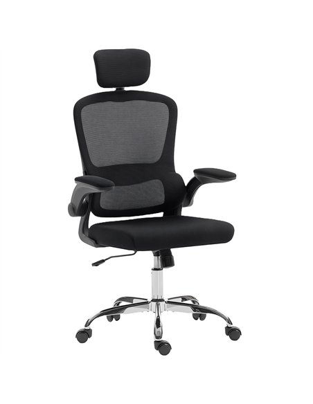 HOMCOM Mesh Back Office Chair, with Lumbar Support - Black - pic 191434 | FastDaddyshop