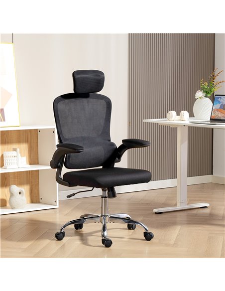HOMCOM Mesh Back Office Chair, with Lumbar Support - Black - pic 191435 | FastDaddyshop