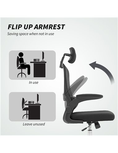 HOMCOM Mesh Back Office Chair, with Lumbar Support - Black