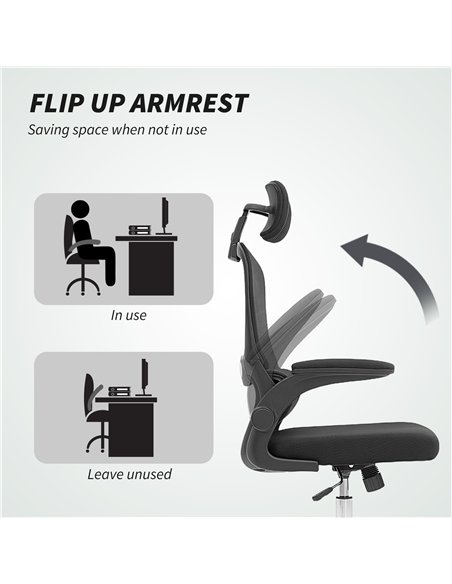 HOMCOM Mesh Back Office Chair, with Lumbar Support - Black - pic 191440 | FastDaddyshop