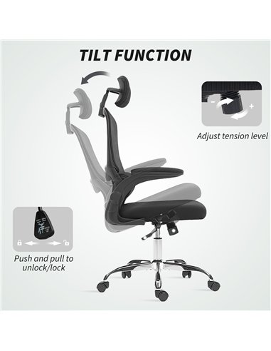 HOMCOM Mesh Back Office Chair, with Lumbar Support - Black