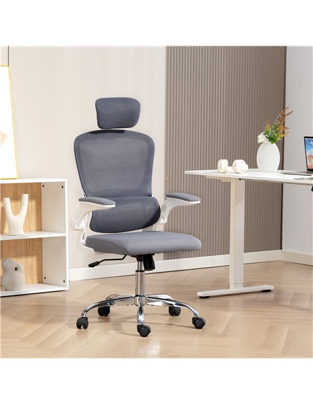HOMCOM Mesh Back Office Chair, with Lumbar Support - Charcoal Grey - pic 191444 | FastDaddyshop