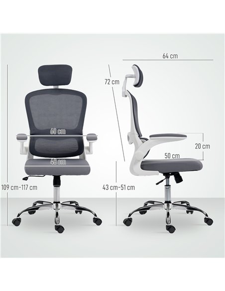 HOMCOM Mesh Back Office Chair, with Lumbar Support - Charcoal Grey - pic 191445 | FastDaddyshop