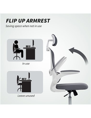 HOMCOM Mesh Back Office Chair, with Lumbar Support - Charcoal Grey