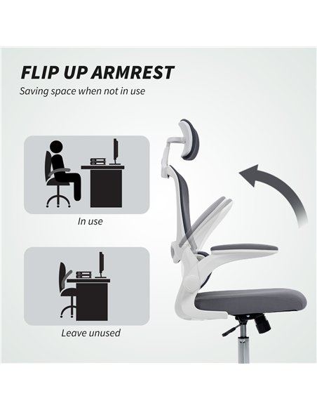 HOMCOM Mesh Back Office Chair, with Lumbar Support - Charcoal Grey - pic 191449 | FastDaddyshop