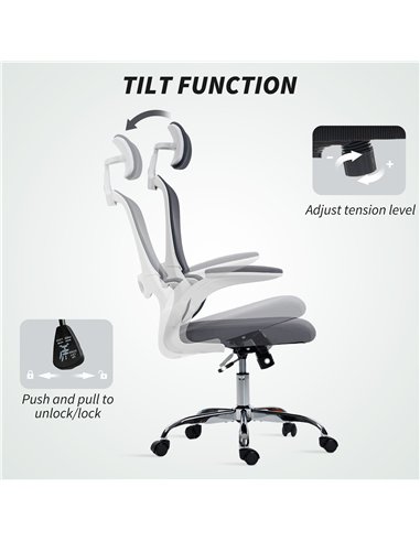 HOMCOM Mesh Back Office Chair, with Lumbar Support - Charcoal Grey