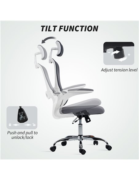 HOMCOM Mesh Back Office Chair, with Lumbar Support - Charcoal Grey - pic 191450 | FastDaddyshop