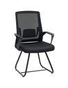 HOMCOM Desk Chair No Wheels, Office Chair with Mesh Back, Lumbar Support, Metal Base for Waiting Room, Conference Room, Black
