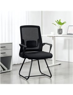 HOMCOM Desk Chair No Wheels, Office Chair with Mesh Back, Lumbar Support, Metal Base for Waiting Room, Conference Room, Black 2