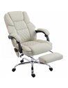 HOMCOM Office Chair with 6-point Vibration Massage and Heat, Fabric Desk Chair with Footrest, High Back, Cream White