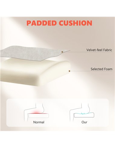 HOMCOM Office Chair with 6-point Vibration Massage and Heat, Fabric Desk Chair with Footrest, High Back, Cream White