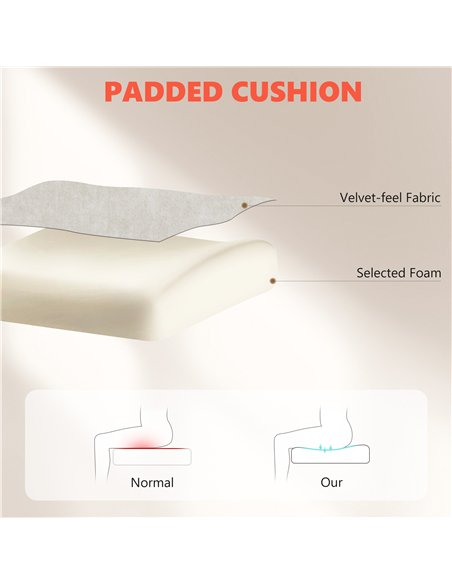 HOMCOM Office Chair with 6-point Vibration Massage and Heat, Fabric Desk Chair with Footrest, High Back, Cream White - pic 191466 | FastDaddyshop