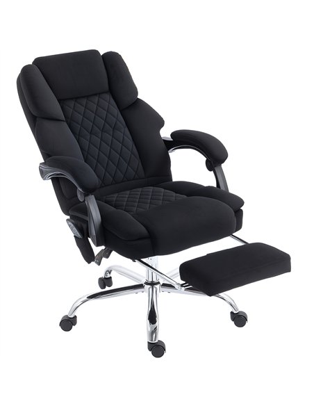 HOMCOM Office Chair with 6-point Vibration Massage and Heat, Fabric Desk Chair with Footrest, High Back, Black - pic 191470 | FastDaddyshop