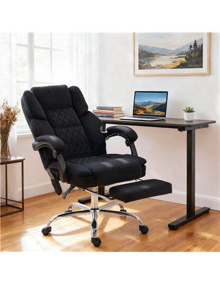 HOMCOM Office Chair with 6-point Vibration Massage and Heat, Fabric Desk Chair with Footrest, High Back, Black - pic 191471 | FastDaddyshop
