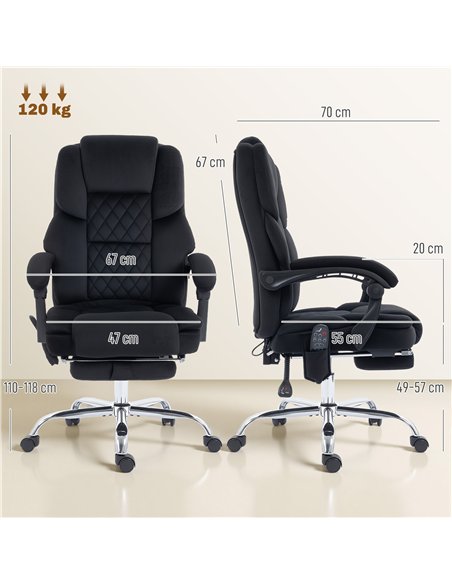 HOMCOM Office Chair with 6-point Vibration Massage and Heat, Fabric Desk Chair with Footrest, High Back, Black - pic 191472 | FastDaddyshop