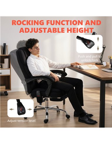HOMCOM Office Chair with 6-point Vibration Massage and Heat, Fabric Desk Chair with Footrest, High Back, Black