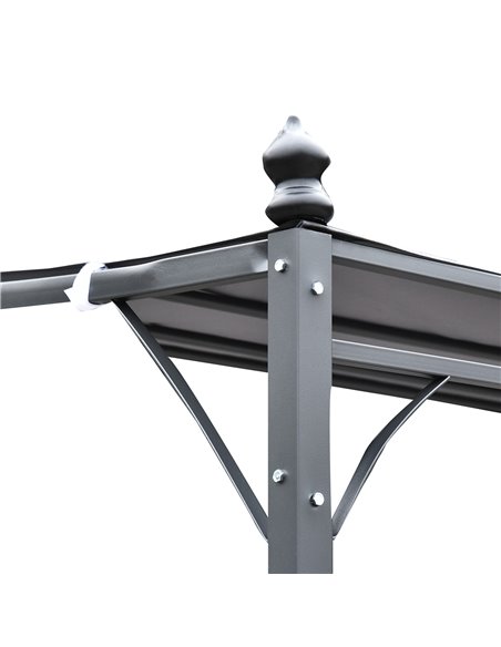 Outsunny 4 x 3 Meters Canopy Metal Wall Gazebo Awning Garden Marquee Shelter Door Porch - Grey - pic 19148 | FastDaddyshop