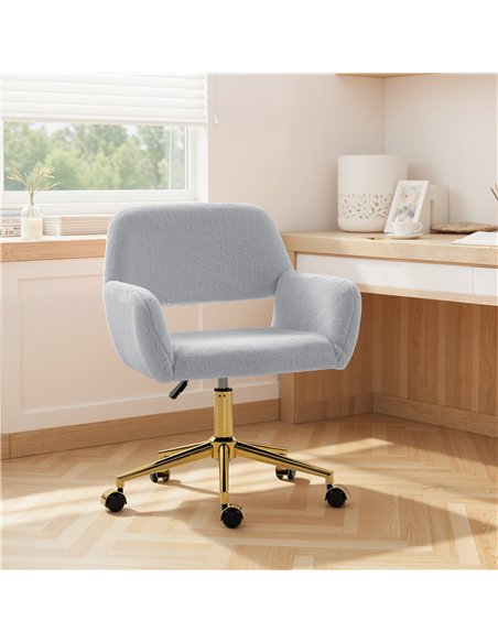 HOMCOM Faux Fur Rabbit Chair - Grey - pic 191487 | FastDaddyshop