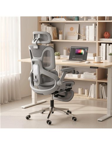 HOMCOM Ergonomic Office Chair, High Back Mesh Desk Chair, Grey