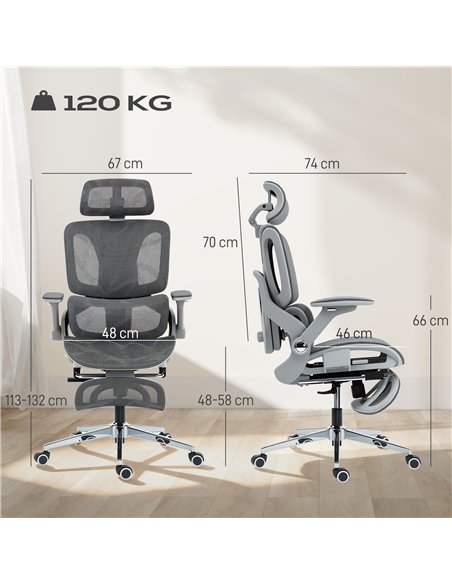 HOMCOM Ergonomic Office Chair, High Back Mesh Desk Chair, Grey - pic 191490 | FastDaddyshop