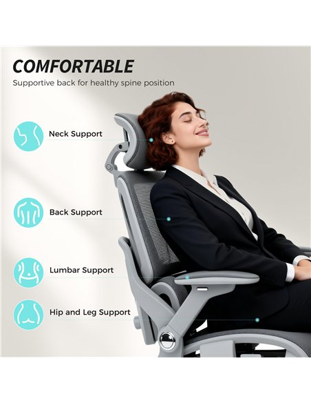 HOMCOM Ergonomic Office Chair, High Back Mesh Desk Chair, Grey - pic 191491 | FastDaddyshop