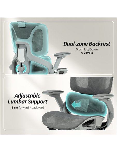 HOMCOM Ergonomic Office Chair, High Back Mesh Desk Chair, Grey - pic 191492 | FastDaddyshop