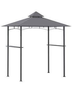 Outsunny 2.5M New 2-Tier BBQ Gazebo Grill Canopy Tent, Grey