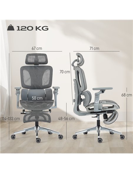 HOMCOM Ergonomic Office Chair, High Back Mesh Desk Chair, Grey - pic 191508 | FastDaddyshop