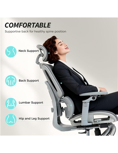 HOMCOM Ergonomic Office Chair, High Back Mesh Desk Chair, Grey - pic 191509 | FastDaddyshop