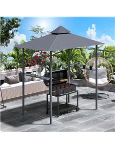 Outsunny 2.5M New 2-Tier BBQ Gazebo Grill Canopy Tent, Grey 2