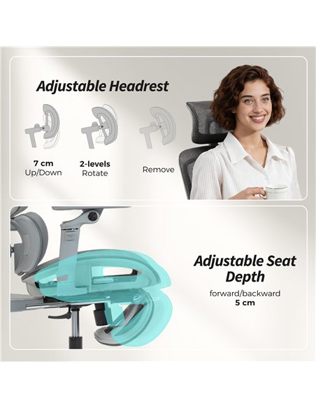 HOMCOM Ergonomic Office Chair, High Back Mesh Desk Chair, Grey - pic 191511 | FastDaddyshop